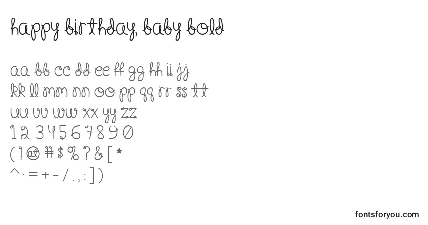 Шрифт Happy Birthday, Baby Bold – алфавит, цифры, специальные символы