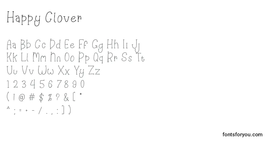 A fonte Happy Clover – alfabeto, números, caracteres especiais
