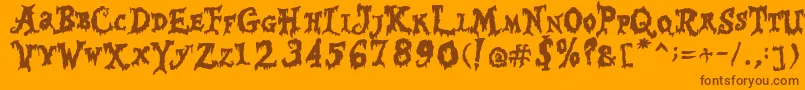 Happy Halloween-Schriftart – Braune Schriften auf orangefarbenem Hintergrund