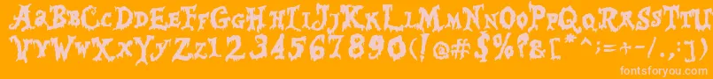 Happy Halloween-Schriftart – Rosa Schriften auf orangefarbenem Hintergrund