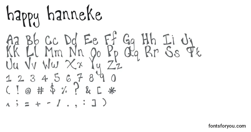 Czcionka Happy hanneke – alfabet, cyfry, specjalne znaki