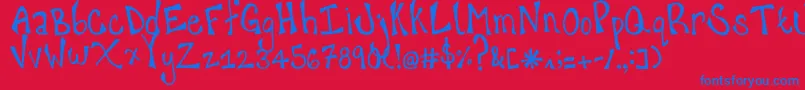 フォントhappy hanneke – 赤い背景に青い文字