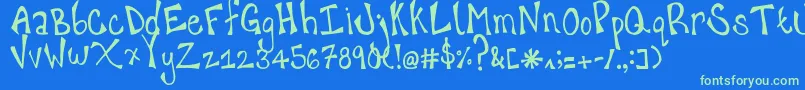 happy hanneke Font – Green Fonts on Blue Background