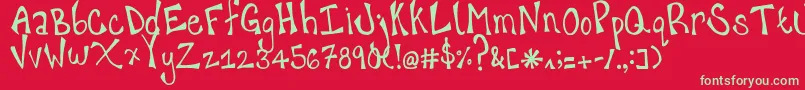 happy hanneke Font – Green Fonts on Red Background