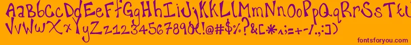 happy hanneke Font – Purple Fonts on Orange Background