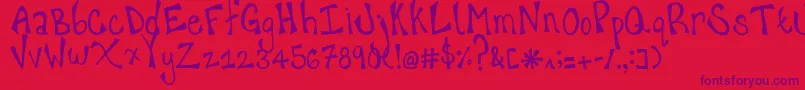 happy hanneke-Schriftart – Violette Schriften auf rotem Hintergrund