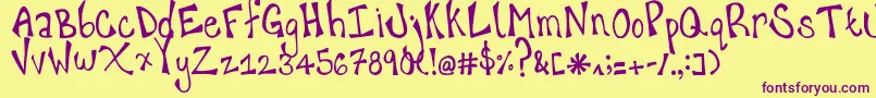 happy hanneke Font – Purple Fonts on Yellow Background