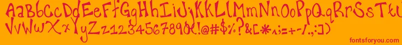 happy hanneke Font – Red Fonts on Orange Background