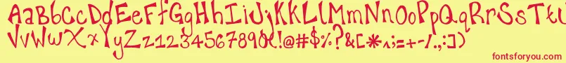 happy hanneke Font – Red Fonts on Yellow Background