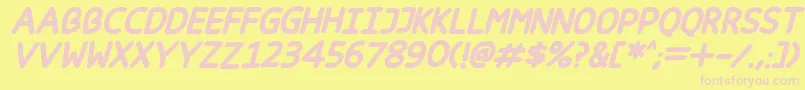 Fonte Happy markers Italic – fontes rosa em um fundo amarelo