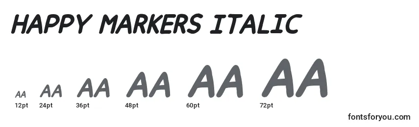 Tamaños de fuente Happy markers Italic