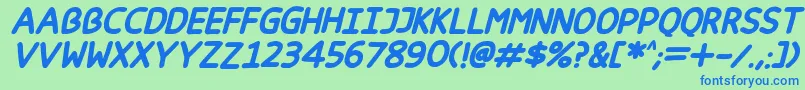 フォントHappy markers Italic – 青い文字は緑の背景です。