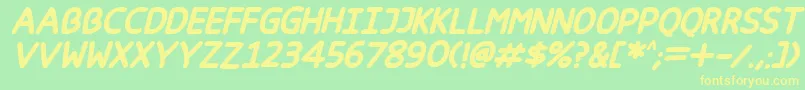 Czcionka Happy markers Italic – żółte czcionki na zielonym tle