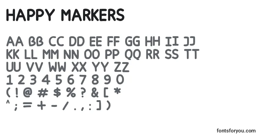 Schriftart Happy markers – Alphabet, Zahlen, spezielle Symbole