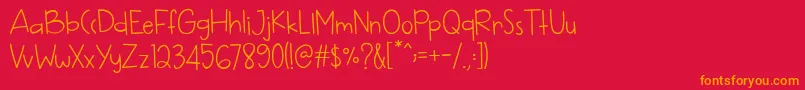 フォントHappy Monday – 赤い背景にオレンジの文字