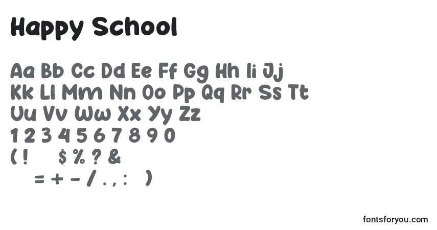Fuente Happy School - alfabeto, números, caracteres especiales
