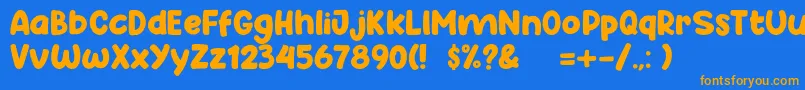 Happy School Font – Orange Fonts on Blue Background
