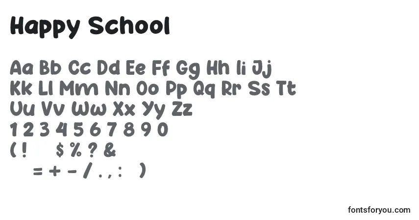 Schriftart Happy School (129030) – Alphabet, Zahlen, spezielle Symbole
