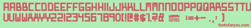 Happy Square Font – Red Fonts on Green Background
