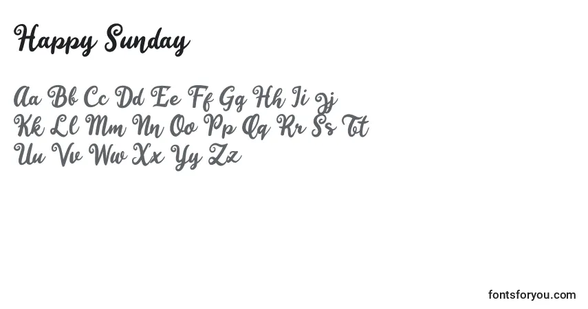 Czcionka Happy Sunday – alfabet, cyfry, specjalne znaki