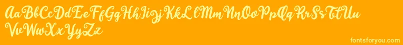 Happy Sunday-Schriftart – Gelbe Schriften auf orangefarbenem Hintergrund