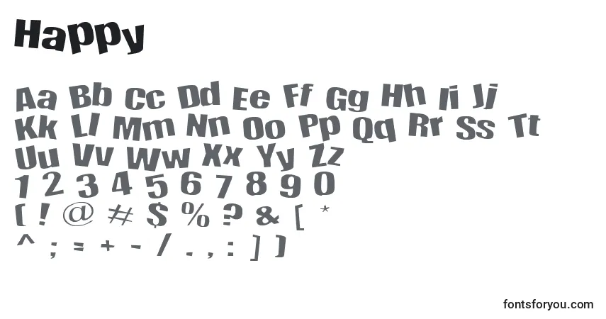 Czcionka Happy (129033) – alfabet, cyfry, specjalne znaki