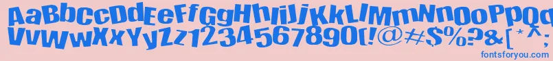 Happy-Schriftart – Blaue Schriften auf rosa Hintergrund