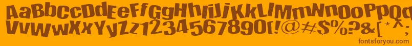 Happy-Schriftart – Braune Schriften auf orangefarbenem Hintergrund