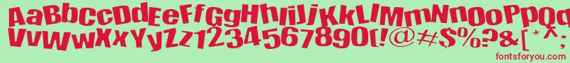 Happy Font – Red Fonts on Green Background