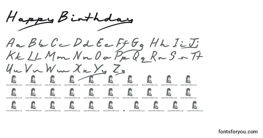 HappyBirthday (129035) Font – alphabet, numbers, special characters