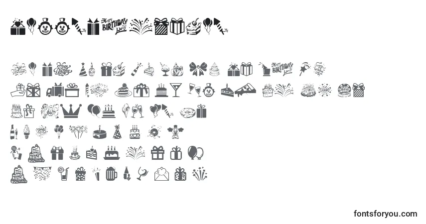 Czcionka HappyBirthday (129036) – alfabet, cyfry, specjalne znaki