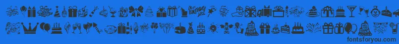 HappyBirthday-Schriftart – Schwarze Schriften auf blauem Hintergrund