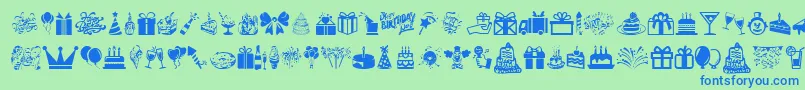 HappyBirthday-Schriftart – Blaue Schriften auf grünem Hintergrund