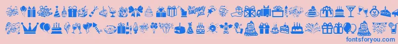 HappyBirthday-Schriftart – Blaue Schriften auf rosa Hintergrund