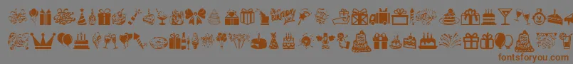 フォントHappyBirthday – 茶色の文字が灰色の背景にあります。