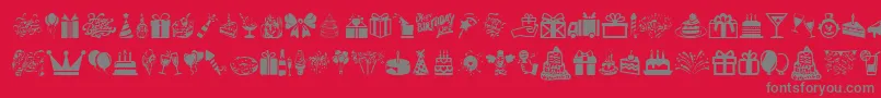 HappyBirthday-Schriftart – Graue Schriften auf rotem Hintergrund