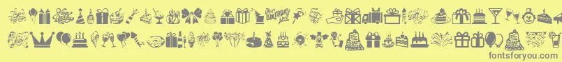 フォントHappyBirthday – 黄色の背景に灰色の文字