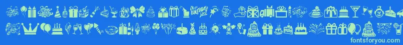 Fonte HappyBirthday – fontes verdes em um fundo azul