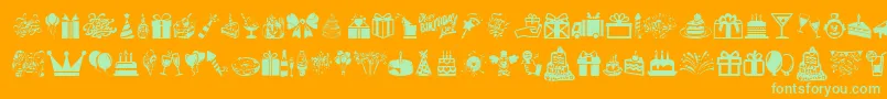 fuente HappyBirthday – Fuentes Verdes Sobre Fondo Naranja