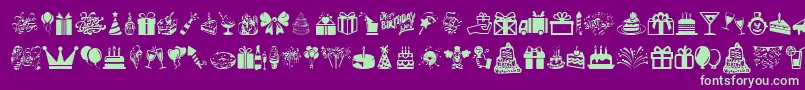 fuente HappyBirthday – Fuentes Verdes Sobre Fondo Morado