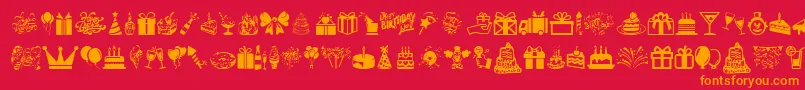 Fonte HappyBirthday – fontes laranjas em um fundo vermelho