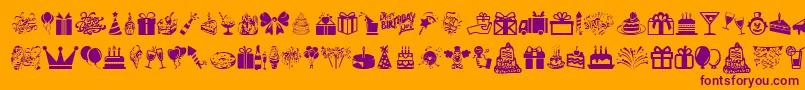 HappyBirthday Font – Purple Fonts on Orange Background