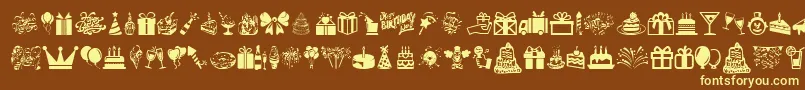 HappyBirthday Font – Yellow Fonts on Brown Background