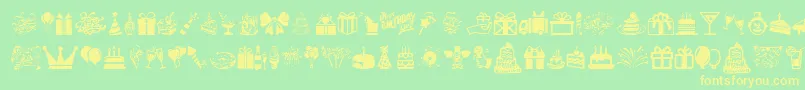 HappyBirthday-Schriftart – Gelbe Schriften auf grünem Hintergrund