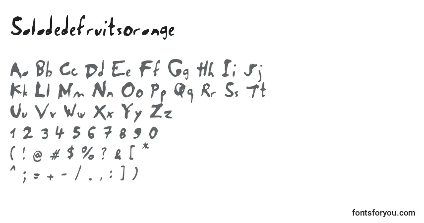 A fonte Saladedefruitsorange – alfabeto, números, caracteres especiais