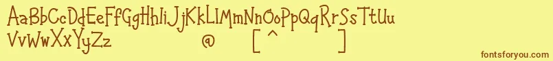 HAPPYK 1-Schriftart – Braune Schriften auf gelbem Hintergrund
