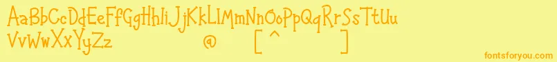 フォントHAPPYK 1 – オレンジの文字が黄色の背景にあります。