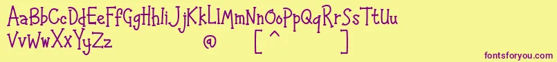 HAPPYK 1-fontti – violetit fontit keltaisella taustalla