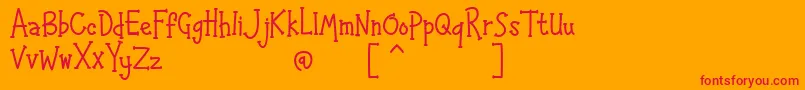 フォントHAPPYK 1 – オレンジの背景に赤い文字
