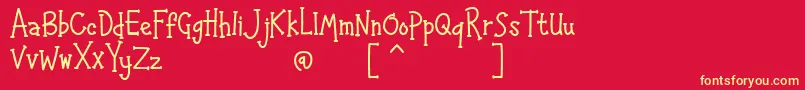 フォントHAPPYK 1 – 黄色の文字、赤い背景